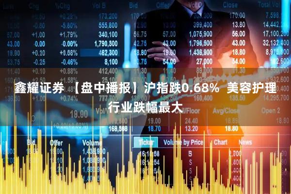 鑫耀证券 【盘中播报】沪指跌0.68%  美容护理行业跌幅最大